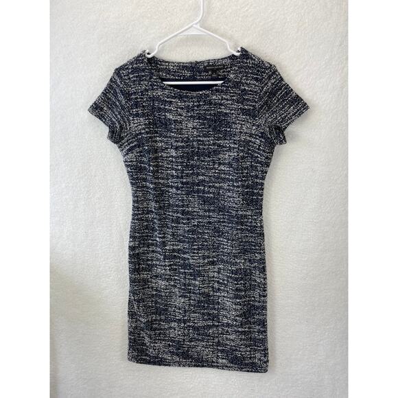 Banana Republic Sheath Navy Black WhiteTweed Dress Size‎ 6 Cap Sleeve - Picture 1 of 7